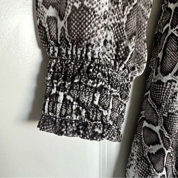 SAM EDELMAN | Snake Reptile Print Layered Dress Gray Black White | Size Large - Picture 6 of 11